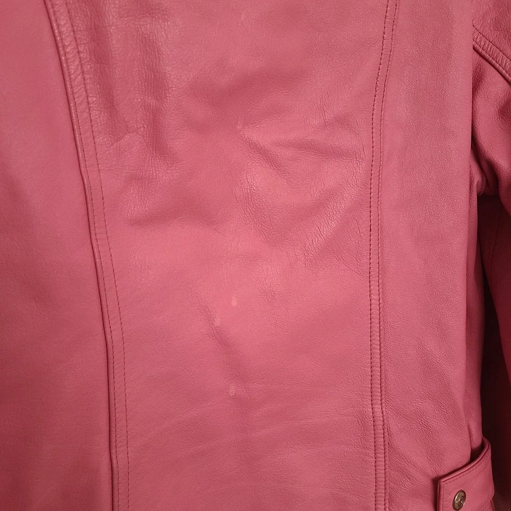 Vintage Wilsons Maxima MEDIUM Pink Leather Moto Jacket Biker Girly Coquette M - Picture 8 of 11